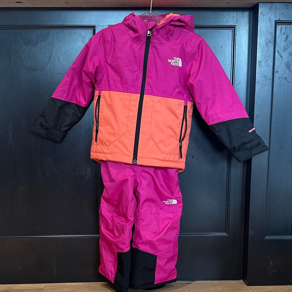 The North Face Fuchsia and Orange Kids Snowsuit